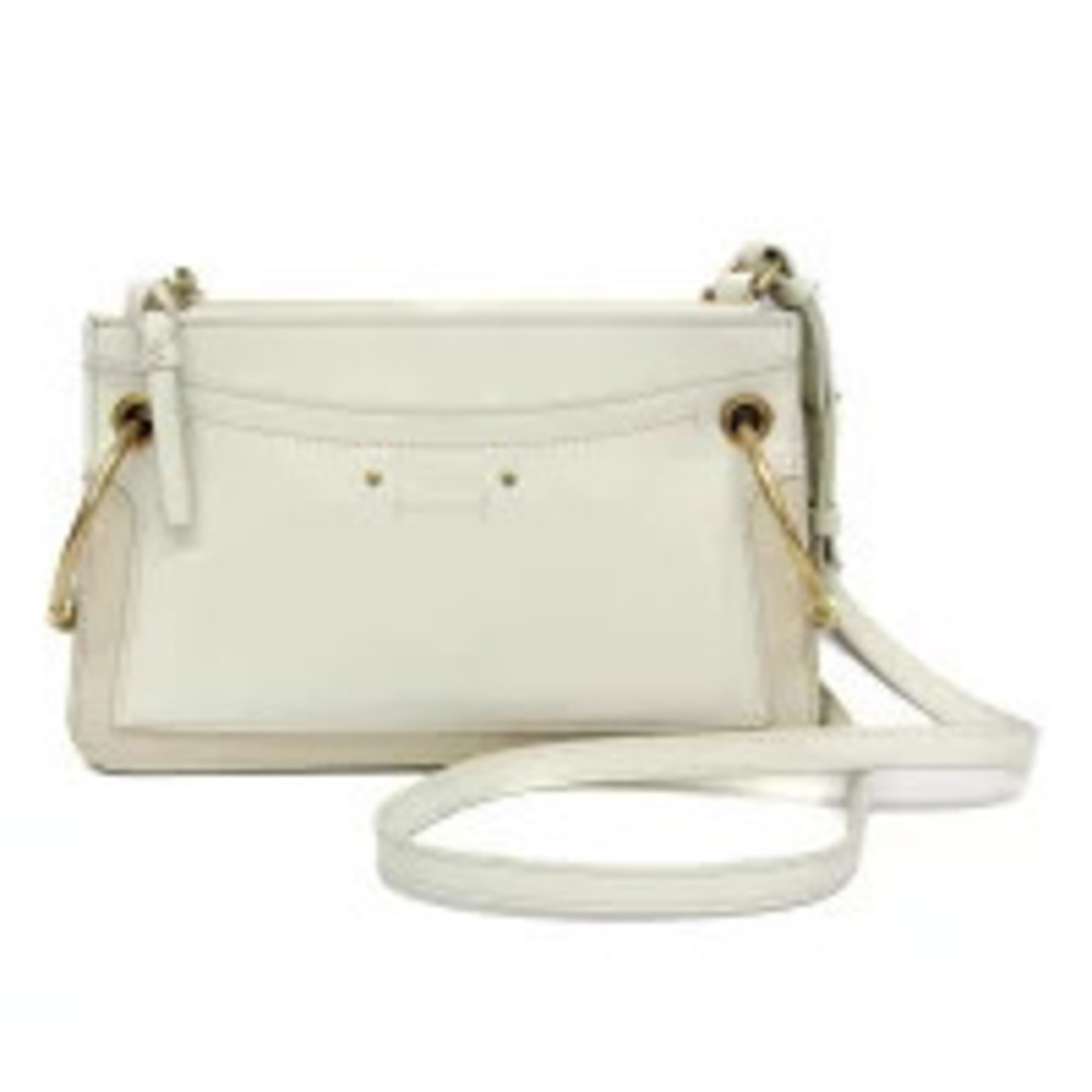 Chloe Roy Leather Suede Shoulder Bag White